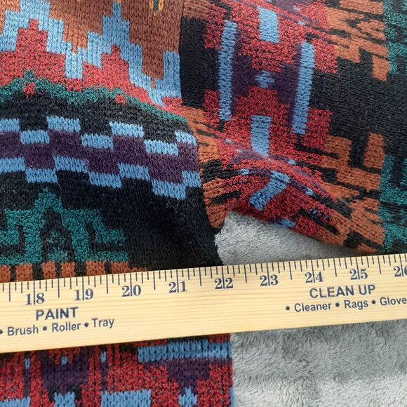 Le Moda Women Sz M Aztec Southwestern Multicolor Cardigan Sweater Button Up - Picture 3 of 9